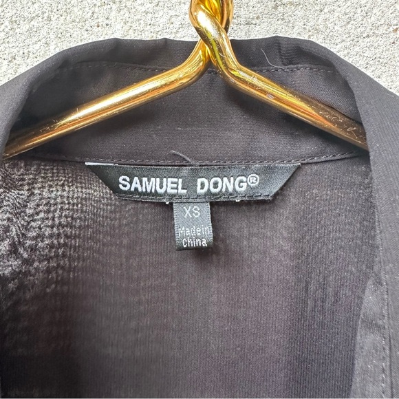 Samuel Dong Black Sleeveless Ruffle Tunic Top Blouse Button Front Layered Sheer - Picture 4 of 9